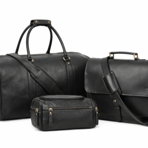 Premium Black Leather Travel & Work Combo Set