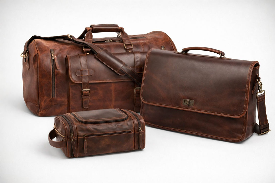 Premium Buffalo Leather Travel & Work Combo Set