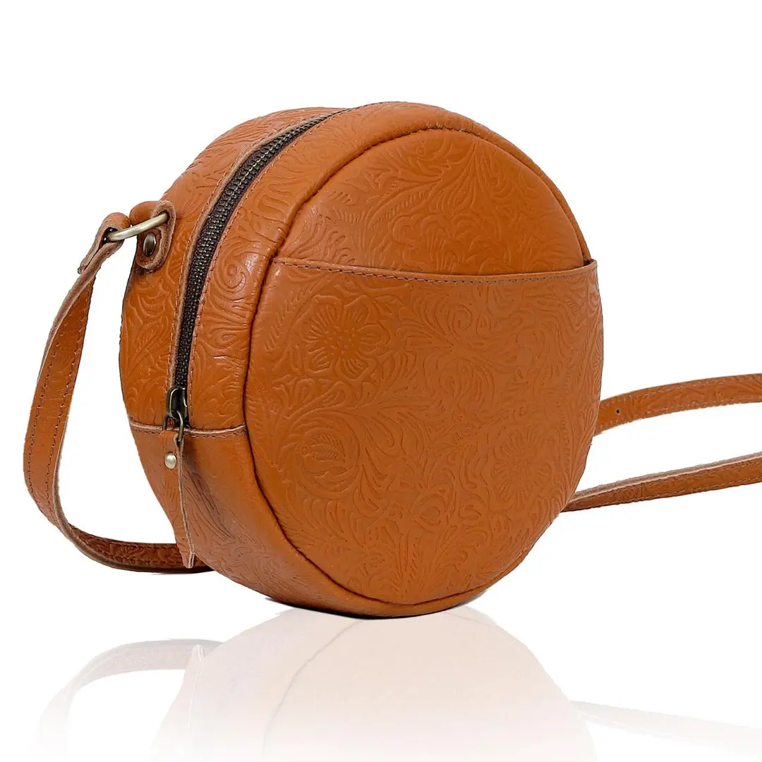 Luna Round Circle Leather Handbag - Image 5