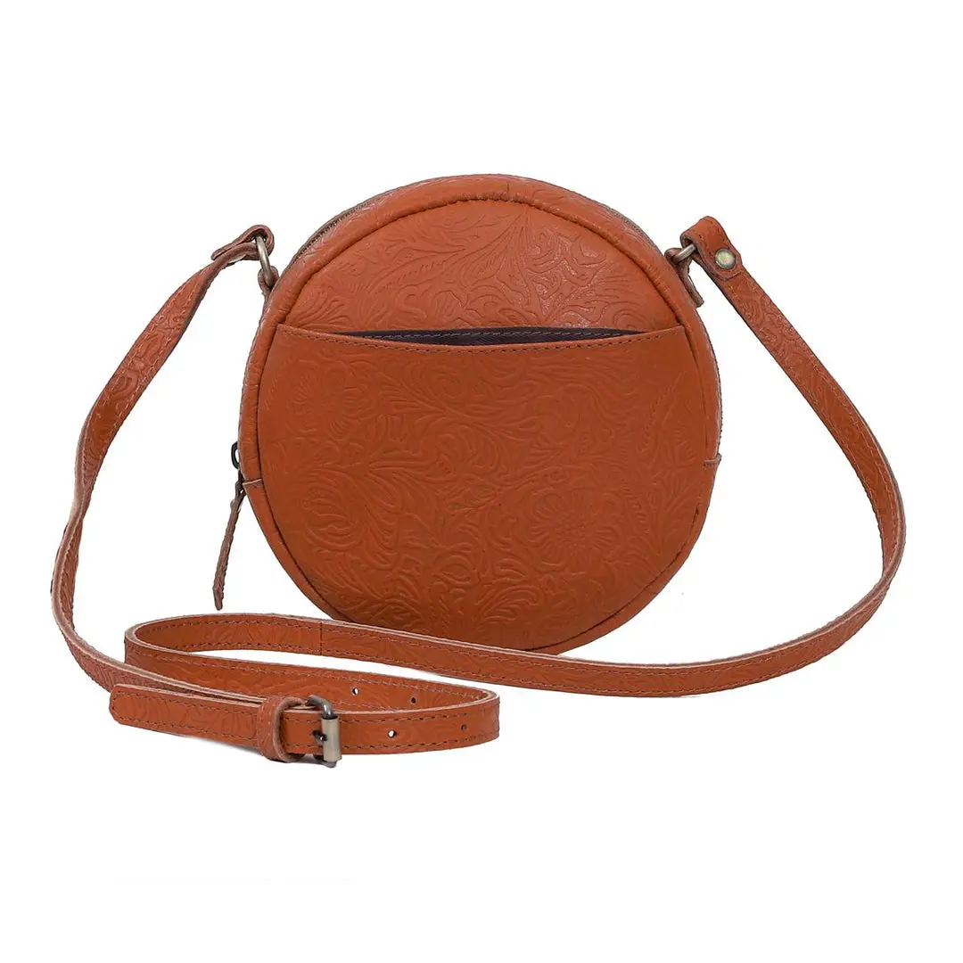 Luna Round Circle Leather Handbag - Image 2