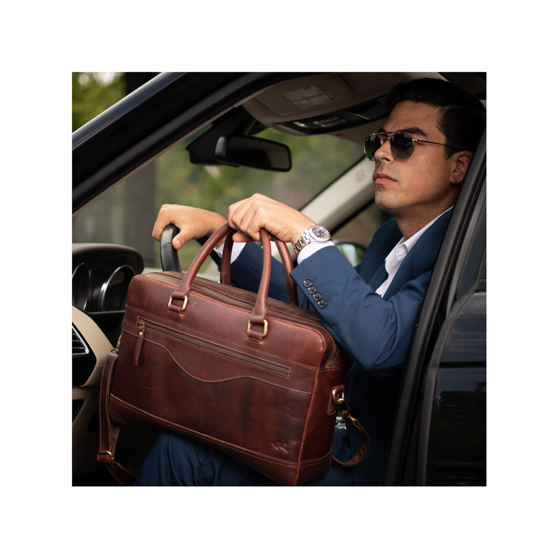 Maple Buffalo Leather Briefcase - Image 6