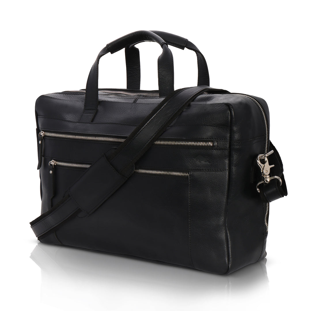 Onyx Black Leather Briefcase - Image 2