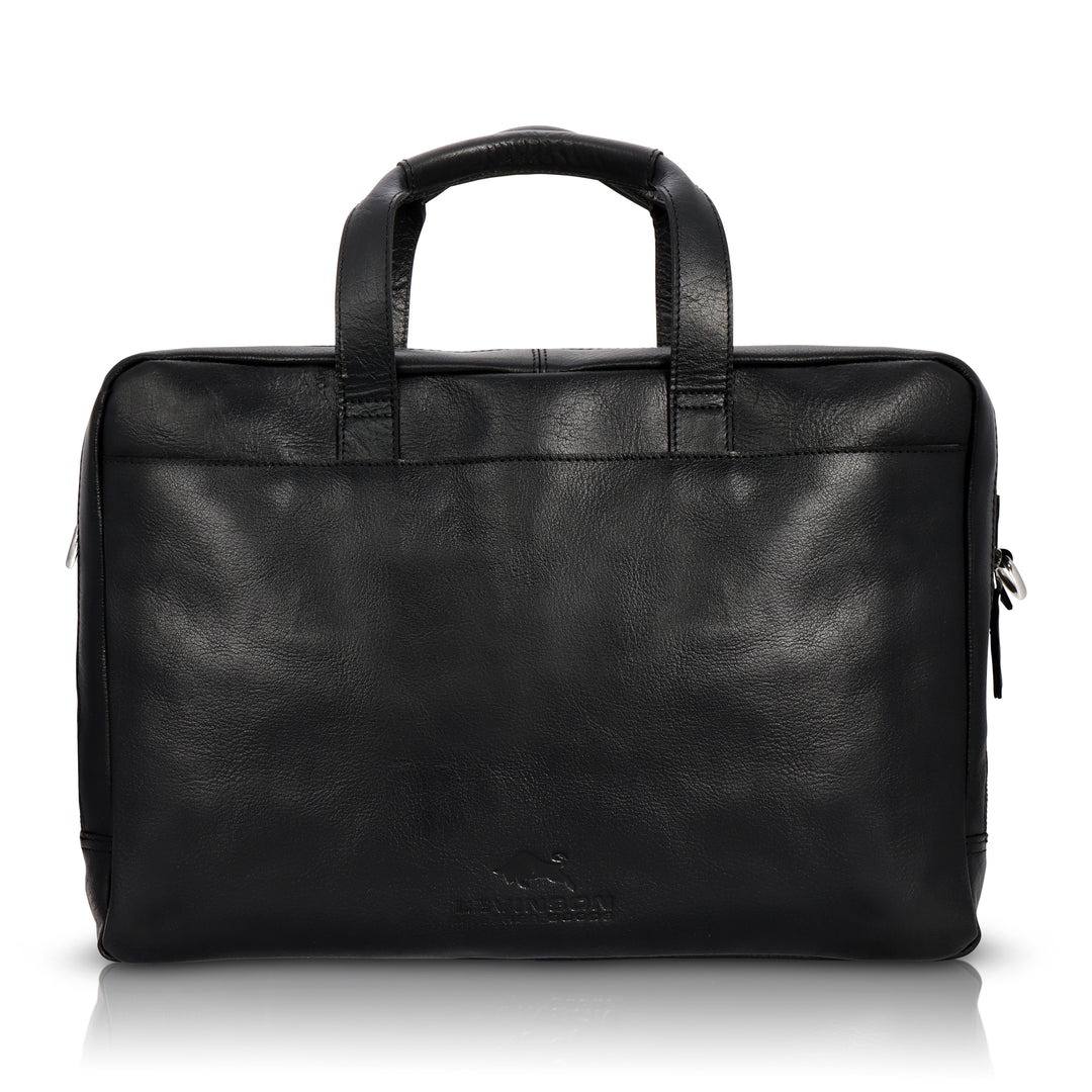Onyx Black Leather Briefcase - Image 3