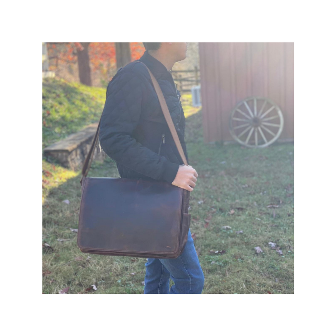 Pine Buffalo Leather Messenger Bag for Men - Image 7