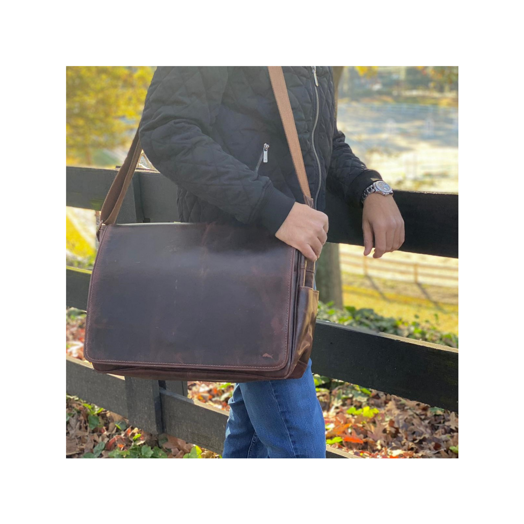 Pine Buffalo Leather Messenger Bag for Men - Image 8