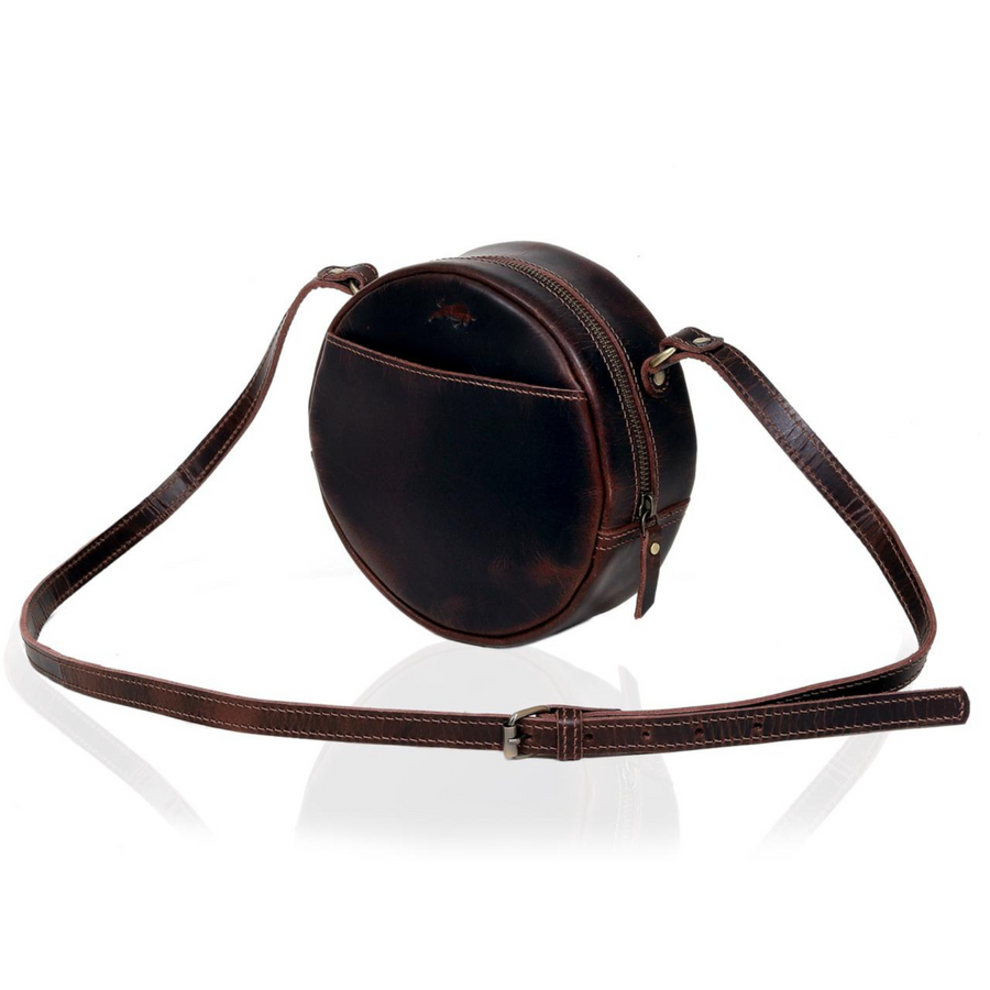 Poppy Round Circle Buffalo Leather Handbag - Image 6