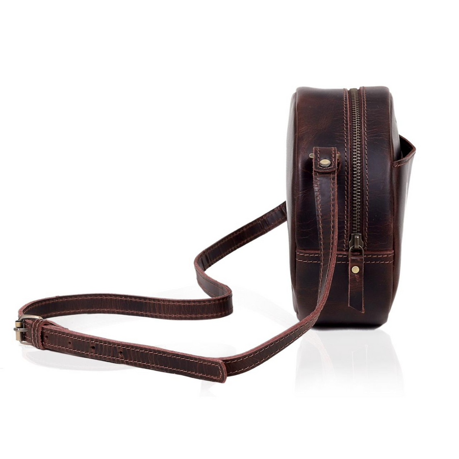 Poppy Round Circle Buffalo Leather Handbag - Image 5