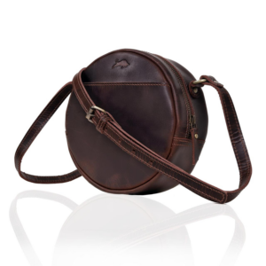 Poppy Round Circle Buffalo Leather Handbag